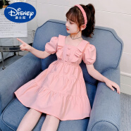 迪士尼（Disney）女童连衣裙夏装2023新款大童儿童洋气公主裙童装夏季女孩纯棉裙子 粉色 120 建议4-5岁