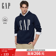 GAP男女装春款logo印花抓绒宽松套头连帽衫卫衣786923 海军蓝 2XL (185/104A) 亚洲尺码