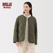 MUJI 女式 蓬松棉服绗缝夹克 女装外套女款棉衣棉袄25年冬季 BD10NA5A 卡其绿 S (155/80A)