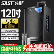 先科户外大功率移动拉杆音箱12英寸广场舞音响大音量K歌专用便携式配双话筒长续航版SA-122S