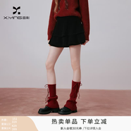 香影丝绒黑色蛋糕短裙女2026春装新款高腰a字蓬蓬百搭新年半身裙 黑色 半身裙 M 160/64A/95-110斤