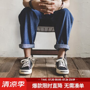 马登低帮帆布鞋男韩版潮流百搭休闲板鞋男笑脸男士开口笑男鞋潮鞋子 黑色   38