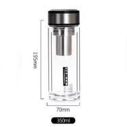 水中神双层玻璃茶杯带盖茶隔300ml加厚耐热送杯套 8862-7大号350ml送杯套