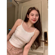 雅鹿绝美蕾丝小吊带背心女夏季内搭外穿法式甜辣复古别致短款打底上衣 白色吊带衫 【纯棉面料】 L