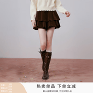 香影丝绒黑色蛋糕短裙女2026春装新款高腰a字蓬蓬百搭新年半身裙 咖色 半身裙 M 160/64A/95-110斤