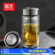 富光玻璃杯双层 带茶隔高硼硅玻璃水杯 茶水分离车载泡茶杯子男400ml