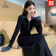 AEMAPE法式黑色polo针织连衣裙子女早秋季2026新款内搭打底气质鱼尾长裙 黑色 M 建议95-105斤