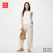 优衣库全棉舒适九分裤常规款女装/休闲百搭宽松482243 486091 482243/30浅米色 L