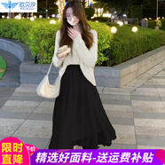 欧贝汐春夏网纱半身裙a字高腰蓬蓬仙女纱裙子秋冬季不规则半身长裙 黑色 均码