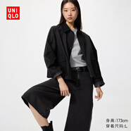 优衣库休闲短茄克女装男装/巴恩风外套夹克483807 484664 483807/09黑色 L