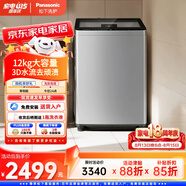 松下（Panasonic）波轮洗衣机12KG全自动家用抗菌除螨运动浸泡洗线屑过滤智洗省水省电桶洁净XQB120-T3F1