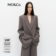 MO&Co.西装含绵羊毛精纺时装垫肩低腰线廓形外套 boxyfit 摩安珂 驼啡色 L /170