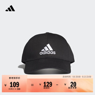 adidas经典百搭日常通勤运动遮阳棒球帽子太阳帽男女阿迪达斯官方 黑色/白   OSFM(男子)