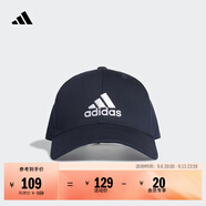 adidas经典百搭日常通勤运动遮阳棒球帽子太阳帽男女阿迪达斯官方 传奇墨水蓝/白   OSFW(女子)
