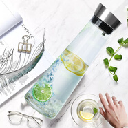 志方益家用耐热玻璃凉水瓶 凉茶壶 冷壶 水杯柠檬果汁壶扎壶带盖大容量 1L单壶