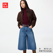 优衣库牛仔裙裤/水洗产品女装男装阔感裙裤新款488694 487976 487976/65宝蓝色 24 /155/62A