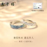 美千禧七夕情人节礼物送女友情侣款戒指女小众轻奢蒹葭白露对戒男友一对 “蒹葭秋水 遇见佳人”(此为介绍 开口可调节