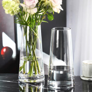 盛世泰堡 玻璃花瓶透明插花瓶富贵竹百合玫瑰水养植物水培容器大花瓶客厅装饰桌面摆件 T型透明21cm