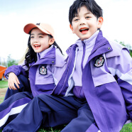 童然幼儿园园服春秋套装三件套秋季运动服男女童班服小学生校服冲锋衣 紫色两件套 120cm