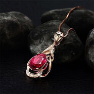 资微黛保价官方碧玺项链s925鸽血红吊坠女玫瑰金镶嵌水滴气质 一款单吊坠【不含项链】