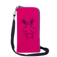 畅顿 6.7英寸手机袋适用iPhone 13 14 Pro Max手机保护套袋便携挂脖拉链包 玫红兔子+挂绳