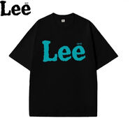 GLM Lee 夏季新款纯棉圆领短袖恤男女情侣潮牌宽松上衣 高品质黑色纯棉短袖[Lee湖水蓝 2XL [建议160-180斤]