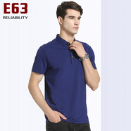 E63短袖polo夏装短袖新品男士商务翻领纯色短袖t恤时尚休闲薄款体恤衫高档中青年男装爸爸装 深蓝05 XL/180