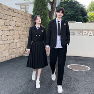 圣洛锋 班服春季初中日系JK服学院dk风毕业照西装高中演出服合唱服套装 女长袖+西装+百褶中裙+黑领带 S