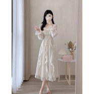 莫代尔白色连衣裙2024春夏法式荷叶边高级感气质初恋公主裙收腰小个子 白色 M 85-100斤