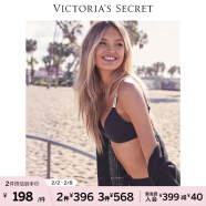 维多利亚的秘密（Victoria's Secret）维多利亚的秘密 薄衬垫logo舒适字母肩带无钢圈文胸胸罩女士内衣 54A2黑色薄无钢圈-22040 34DD