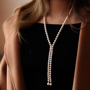 月妃【配证书】淡水珍珠项链 白雪 925银星星雪花强光近圆毛衣链 8-9mm