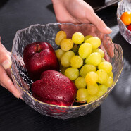 法蘭晶北欧餐具沙拉碗玻璃碗水果盘水果篮干果盘果盒果盘糖果盘玻璃盘 透明中号+搅拌勺