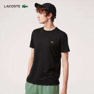 LACOSTE法国鳄鱼男装易打理舒适纯色休闲圆领短袖T恤|TH6709 031/黑色 02/XS(此款偏大 建议选小一码)