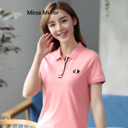 Mirza Mirror短袖t恤女纯色体恤带领运动上衣韩版夏季修身翻领polo衫 3022粉色 M
