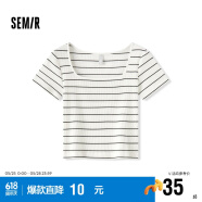 森马（Semir）[商场同款]短袖T恤女短款紧身夏季2024显瘦方领上衣101324100010