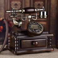 安斯艾尔 欧式仿古电话机座机美式创意时尚客厅摆件复古家用固定电话无线插卡机 插手机卡版-（咖色）-按键