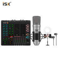 iSK AT100麦克风+艾肯LiveConsole声卡专业直播设备主播唱歌k歌录音电脑麦克风声卡通用套装