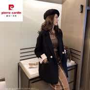 皮尔卡丹韩版网红炸街粉色小西装外套女双排扣宽松休闲chic西服春秋季新款 黑色 L 建议120-135斤