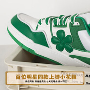 WE FLOWER小花鞋2025春季新款男女百搭国潮多巴胺软底透气运动休闲板鞋 白绿色 37