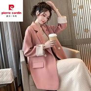 皮尔卡丹韩版网红炸街粉色小西装外套女双排扣宽松休闲chic西服春秋季新款 粉红色 XL 建议135-150斤