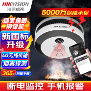 海康威视4G烟雾报警器厨房家用无线监控摄像头200万高清360°广角鱼眼手机远程联网报警监控器防火烟感NP-V3Y