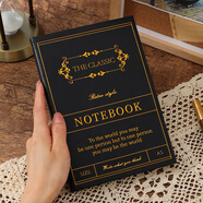 嘉然恒 A5复古风笔记本本子文具高颜值皮面本商务硬面记事本学生日记本成人定制办公用品 黑色