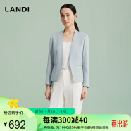 蓝地（LANDI）[高定裁剪]LANDI新中式雾冰蓝无领修身西装上衣女外套2024春新品 水雾冰蓝 M