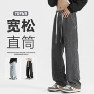 在佐牛仔裤男士秋冬新款韩版宽松弹力修身显瘦百搭休闲小脚长裤子男 黑灰色819 常规 XL