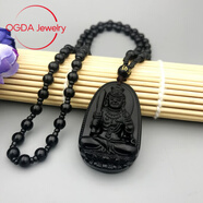 胖东来同款八大守护神琉璃吊坠玻璃材质黑曜石吊坠吊坠猴年大日如 A607 黑色不动尊菩萨 鸡