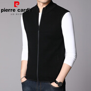 皮尔卡丹（pierre cardin）春季立领纯色开衫毛衣男背心时尚韩版修身男装春秋拉链针织衫马甲 黑色 2XL 185