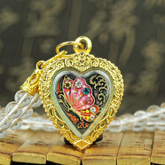 泰国佛牌蝴蝶牌四面象神生日礼物 小模心形紫蝶 配 白松石佛链