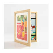 京索翻盖相框跨境收纳儿童艺术画磁吸画框可储存相框 原木色 A4(21x29.7)cm