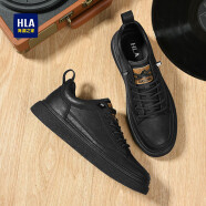 海澜之家HLA男鞋休闲皮鞋子男士板鞋运动鞋HAAXXM2AB70338 黑色41