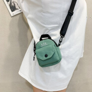 易途一客帆布单肩包新款迷你韩版休闲简约时尚纯色网红包包手机斜挎包包 绿色